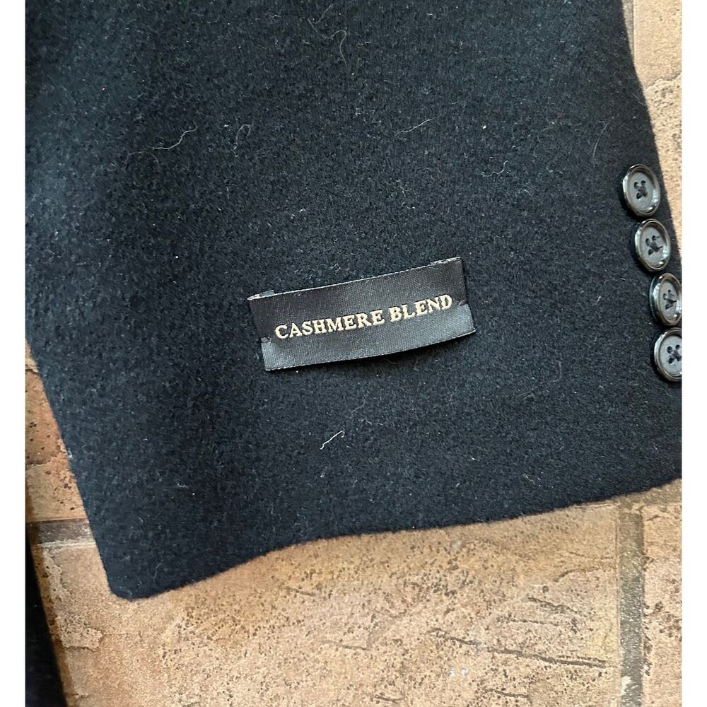 Bill Blass Black Label Overcoat 44R Black Cashmere Blend Wool Coat - Picture 3 of 9